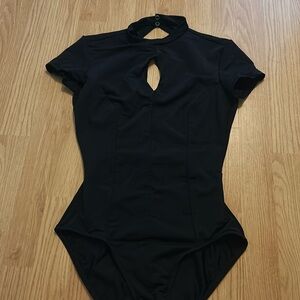 Mock neck key hole leotard